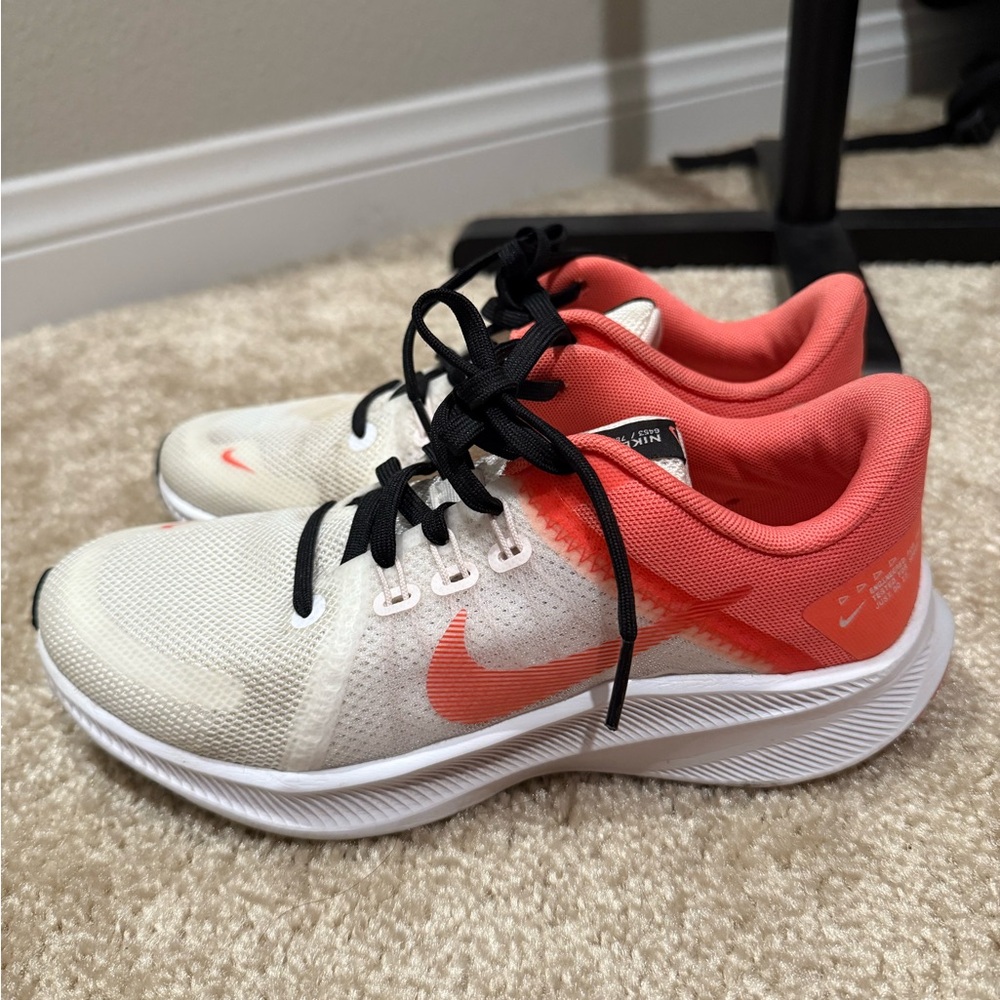 Nike White and Coral Running Shoes